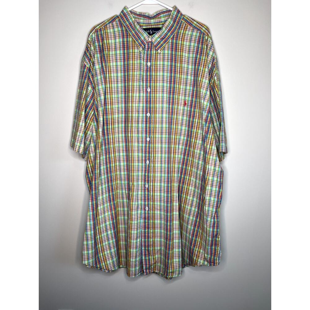 2000s Ralph Lauren Rainbow Plaid Old Money Country Club Prep Oxford Shirt 3XLT